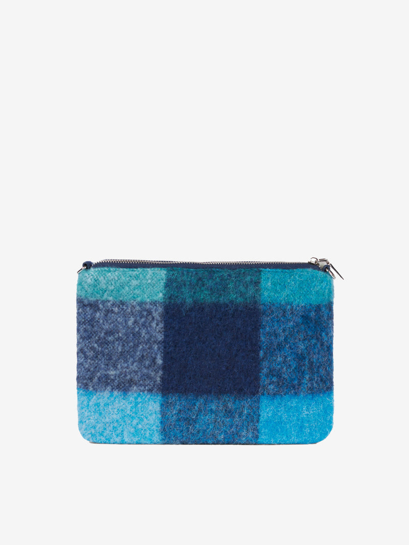 Pouch a tracolla plaid parisienne con motivo check azzurro