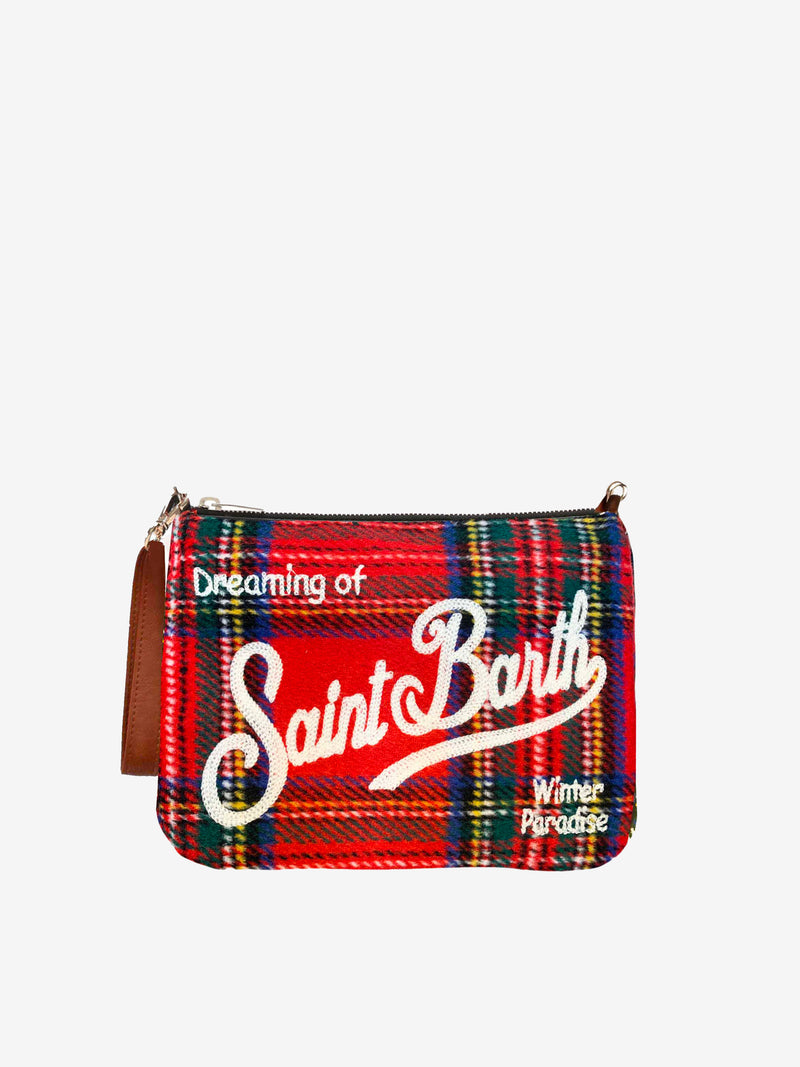 Pouch a tracolla in tartan rosso parisienne