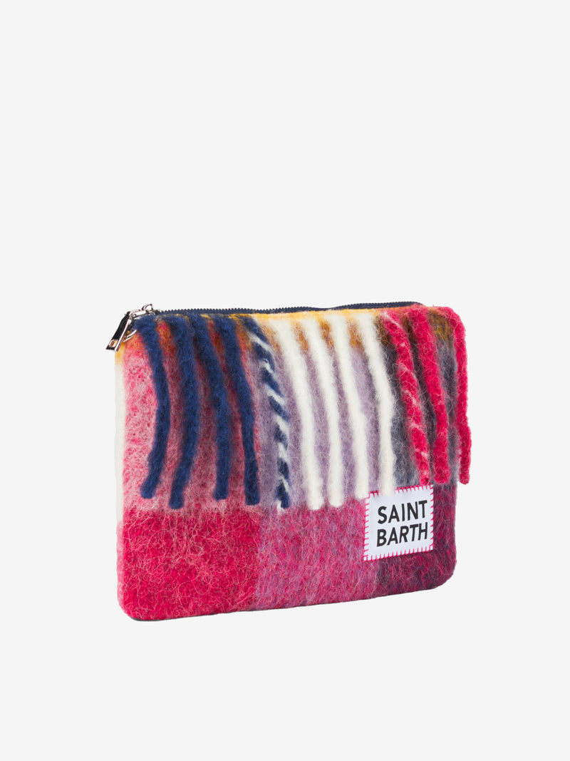 Parisienne-Decken-Umhängetasche Clutch in Rosa- und Grautönen