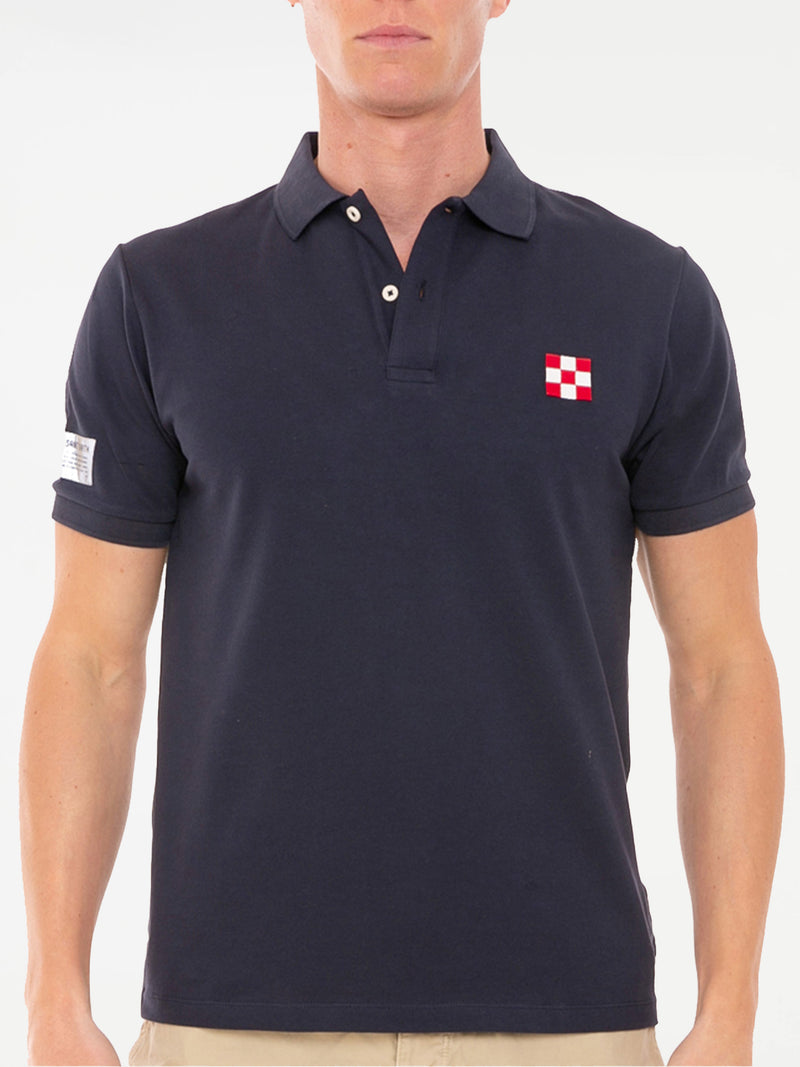 Blaues Piquet-Polo mit St. Barth-Karologo