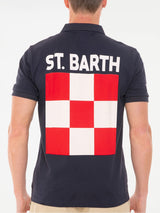 Blaues Piquet-Polo mit St. Barth-Karologo