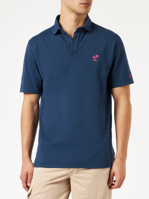 Navy blue cotton jersey man polo - MC2 Saint Barth