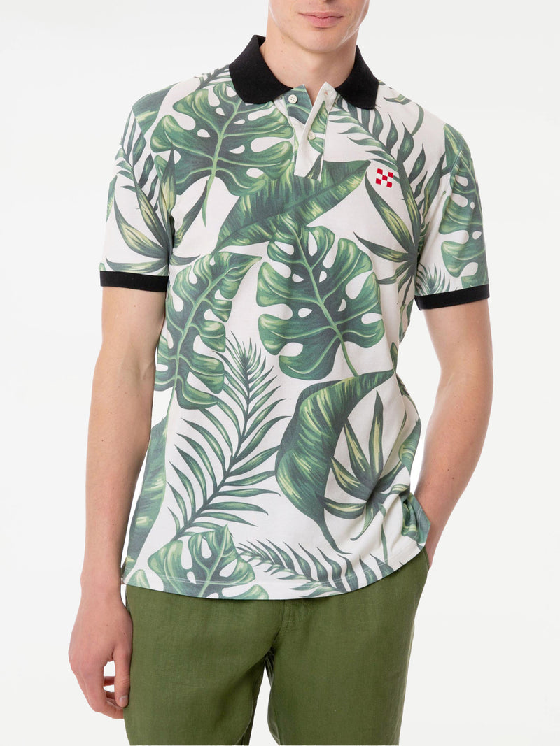 Man polo with leaves print