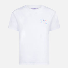 T-shirt da donna in cotone con ricamo Portami al mare!
