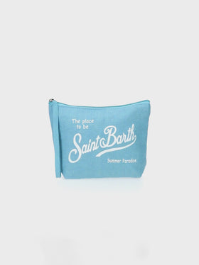 Pochette Aline in lino azzurro