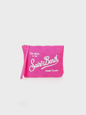 Aline fuchsia stars embossed terry pochette