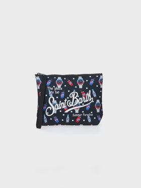 Aline scuba pochette with watch and drink  print