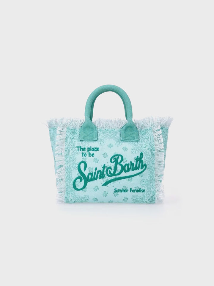 Borsa a mano Colette bandana in tela di cotone verde acqua