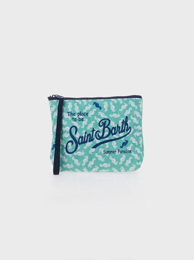 Pochette Aline in scuba con stampa cavallucci marini