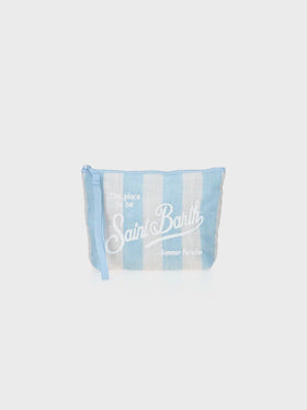 Pochette Aline soft in cotone lino con stampa a righe