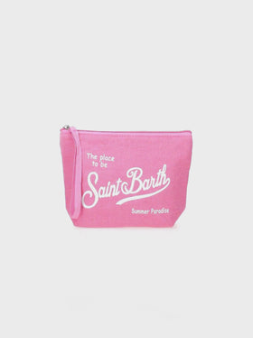 Aline pink linen pochette
