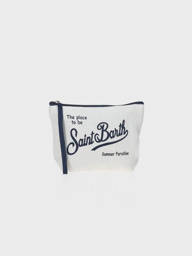 Pochette Aline in lino bianco panna