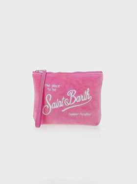 Pochette Aline in velluto rosa