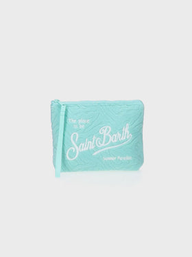 Aline water green zebra embossed terry pochette
