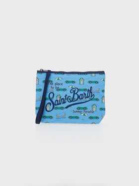 Pochette Aline in scuba con stampa macchine e cabine