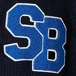 Navy blue knit bomber college style Benjamin