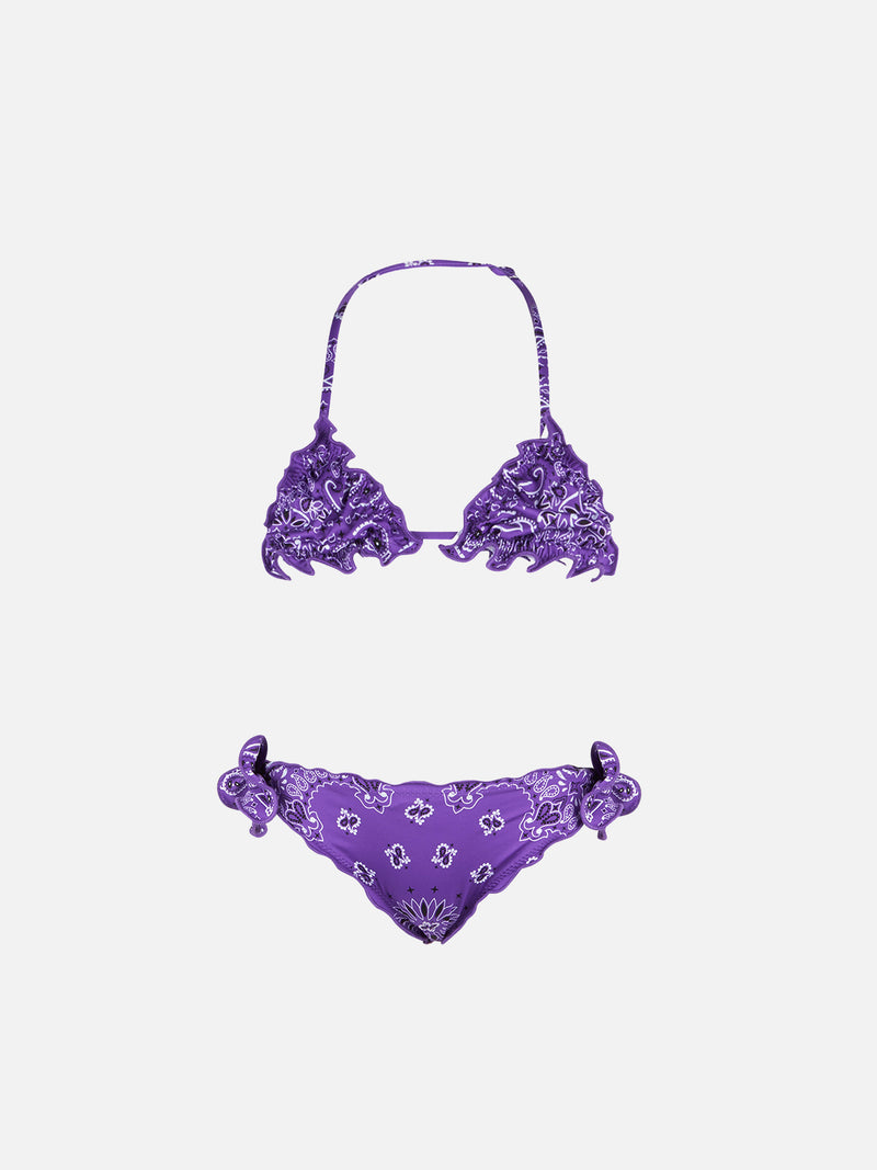 Girl triangle bikini with bandanna print