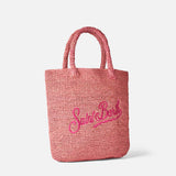 Rosa Basttasche mit Stickerei