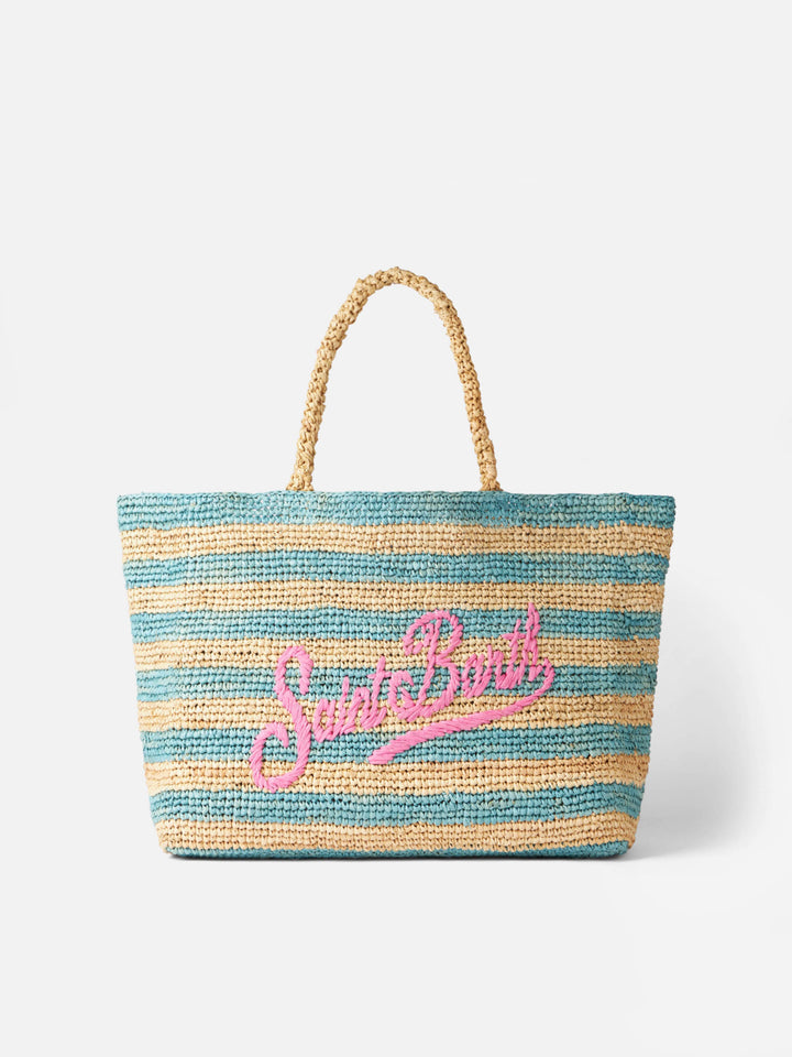 Raffia-Ferdie-Tasche mit Saint-Barth-Stickerei