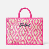 Vanity shoulder raffia bag with Saint Barth embroidery