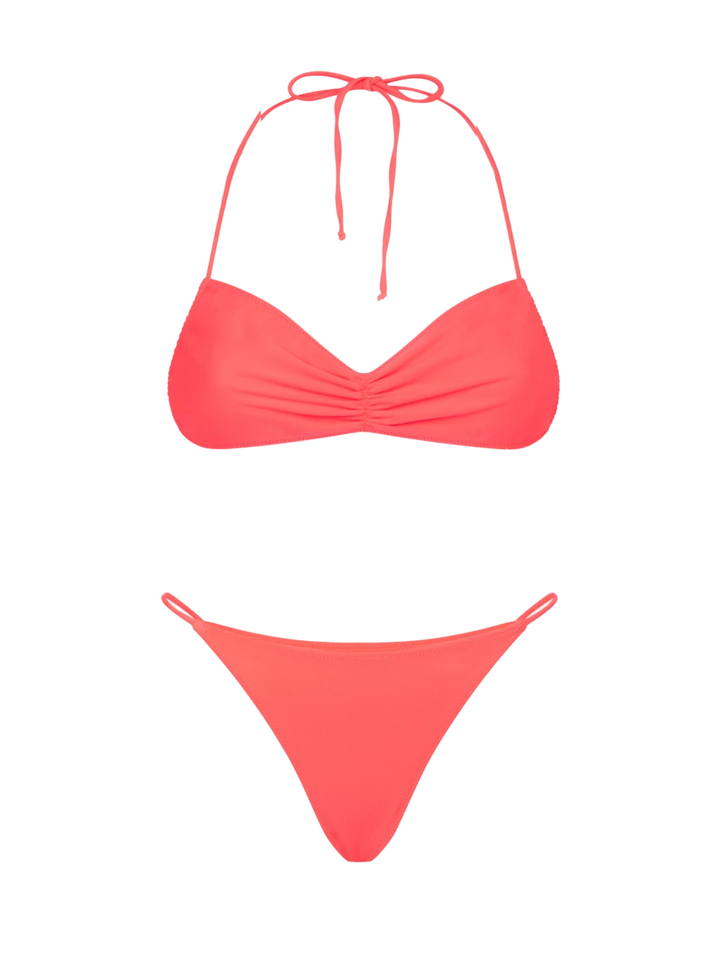 Bandeau-Bikini für Damen in Neonrot