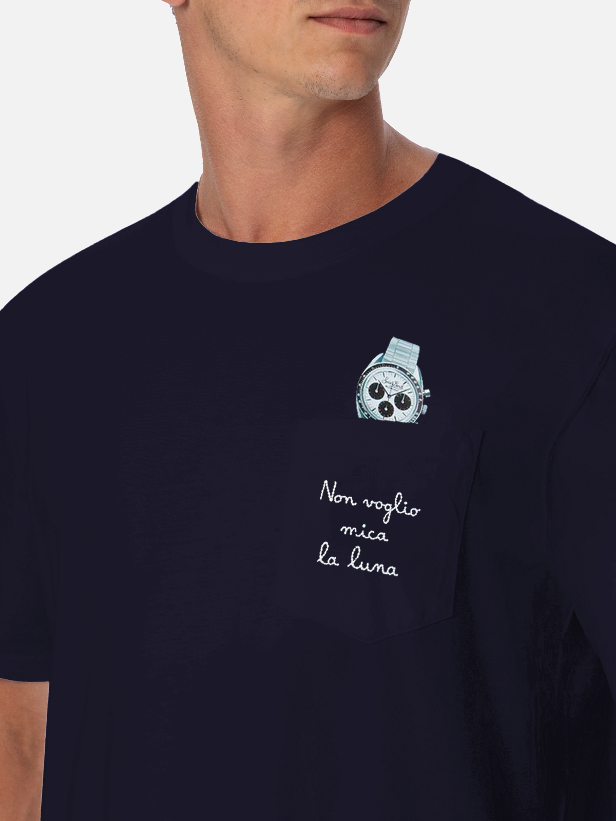 Cotton t-shirt Austin with embroidery and watch print