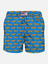 Light fabric man swim shorts leopard print