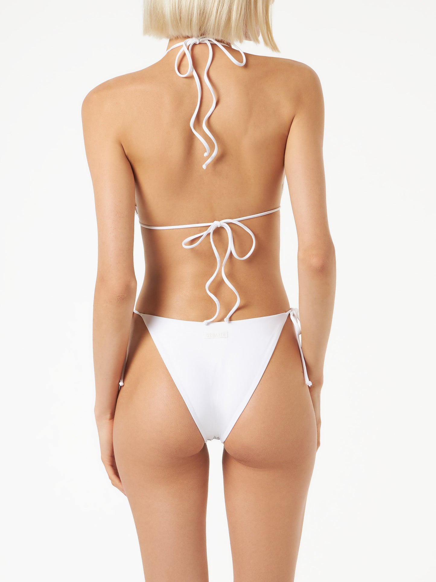 Weißer Triangel-Bikini für Damen mit Strasssteinen 