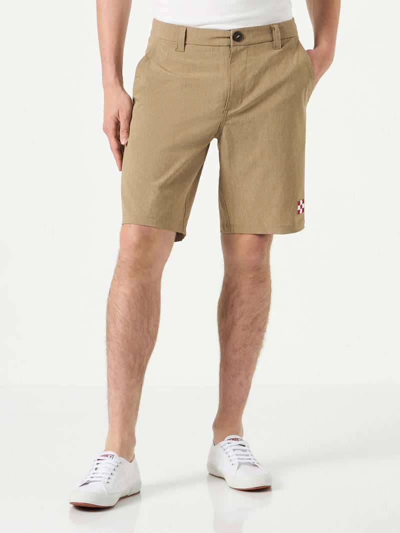 Man beige ripstop fabric bermuda