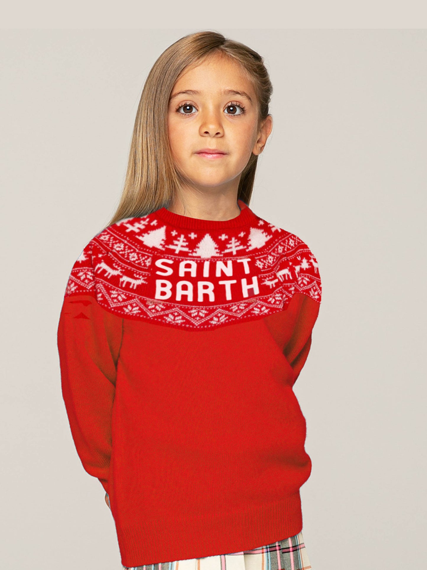 Maglione da bambina in stile norvegese con stampa Saint Barth
