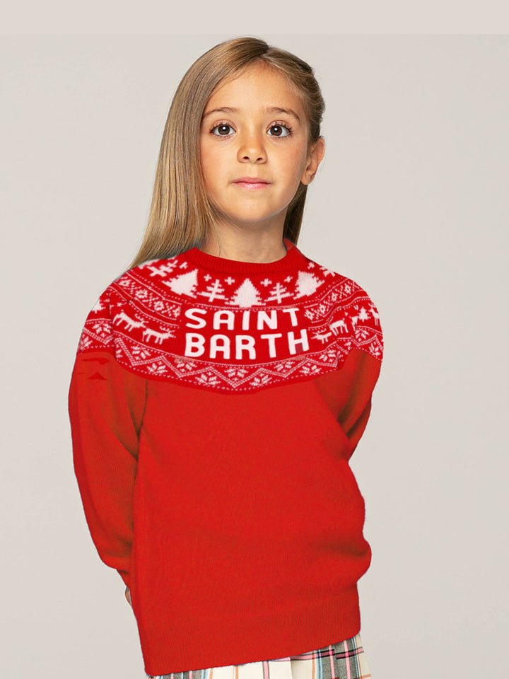 Maglione da bambina in stile norvegese con stampa Saint Barth