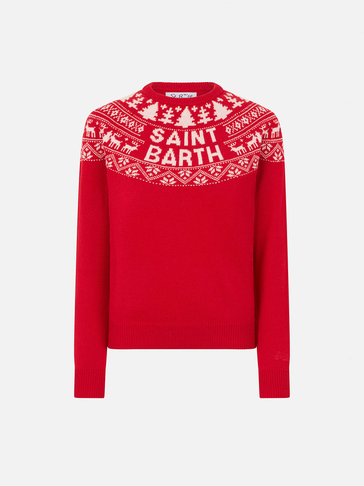 Maglione da bambina in stile norvegese con stampa Saint Barth