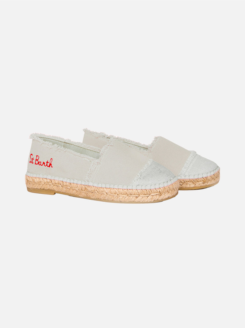 Beige Canvas-Espadrillas mit Stickerei