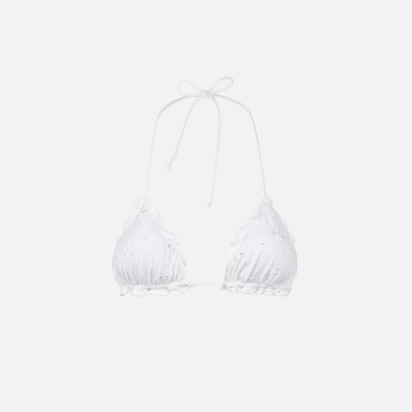 Woman white sangallo triangle top swimsuit