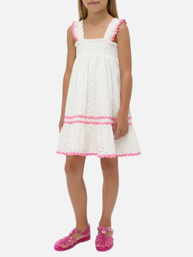Vestido blanco de sangallo para niña 