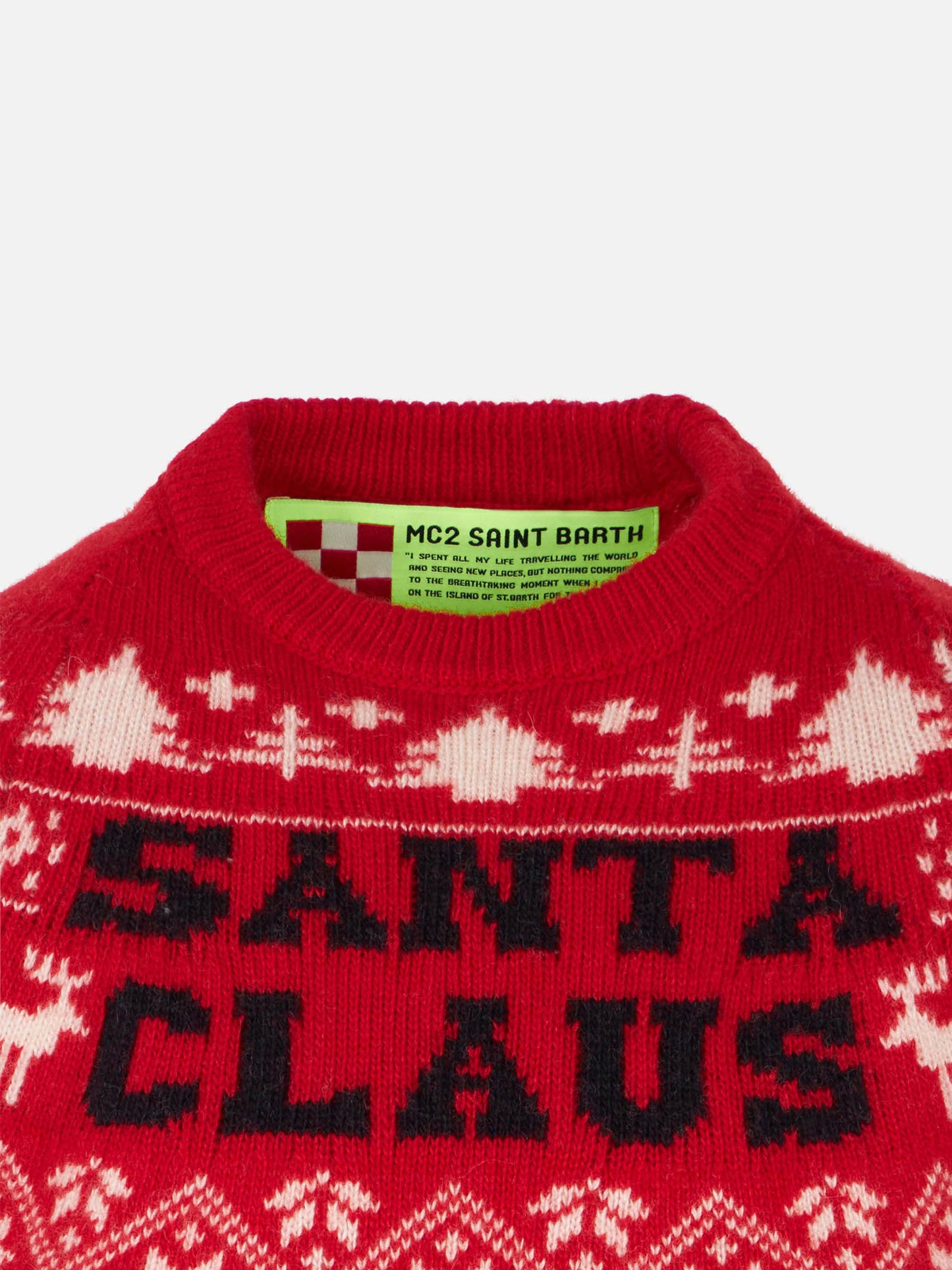 Kinderpullover mit Rundhalsausschnitt und norwegischem Weihnachtsmann-Aufdruck