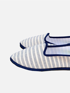 Blue striped canvas slippers friulane - MC2 Saint Barth