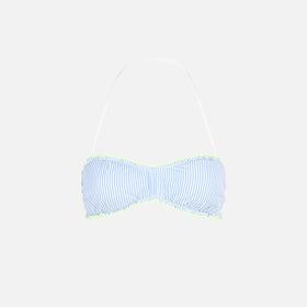 Woman seersucker bandeau top with striped print