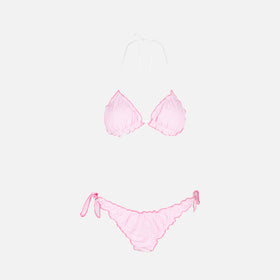 Damen-Triangel-Bikini aus Seersucker mit Streifendruck