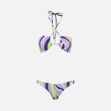 Bikini da donna a fascia con stampa shape wave