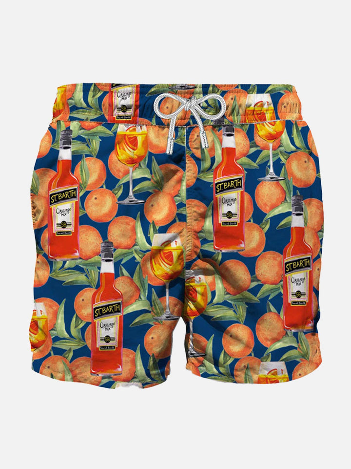 Mittellange Badeshorts mit Spritz-Time-Blaudruck