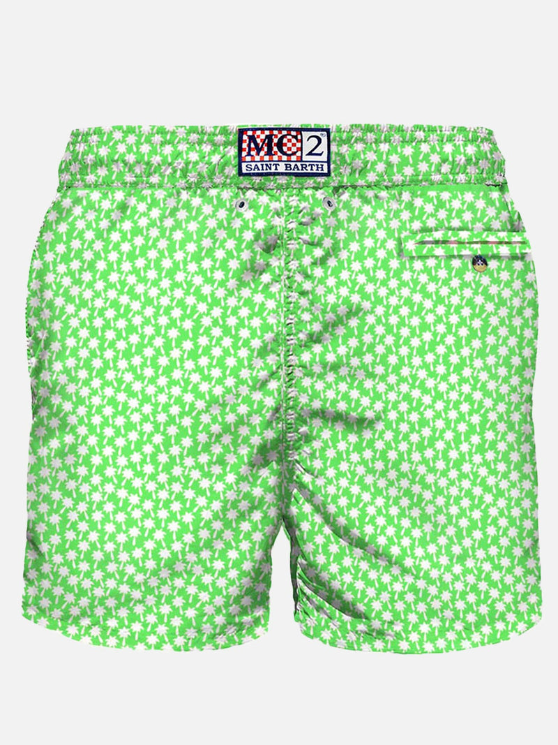 Light fabric swim shorts palms print