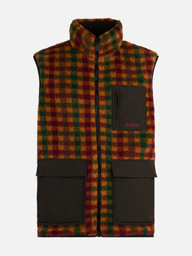 Man check sherpa vest jacket with patch pockets - MC2 Saint Barth