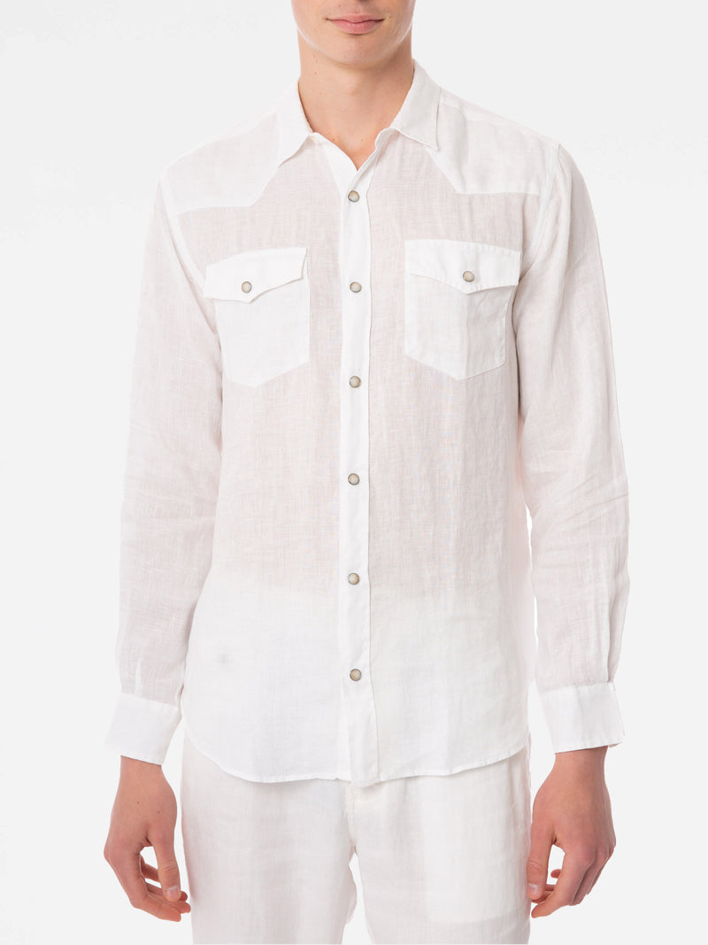 Man white linen shirt