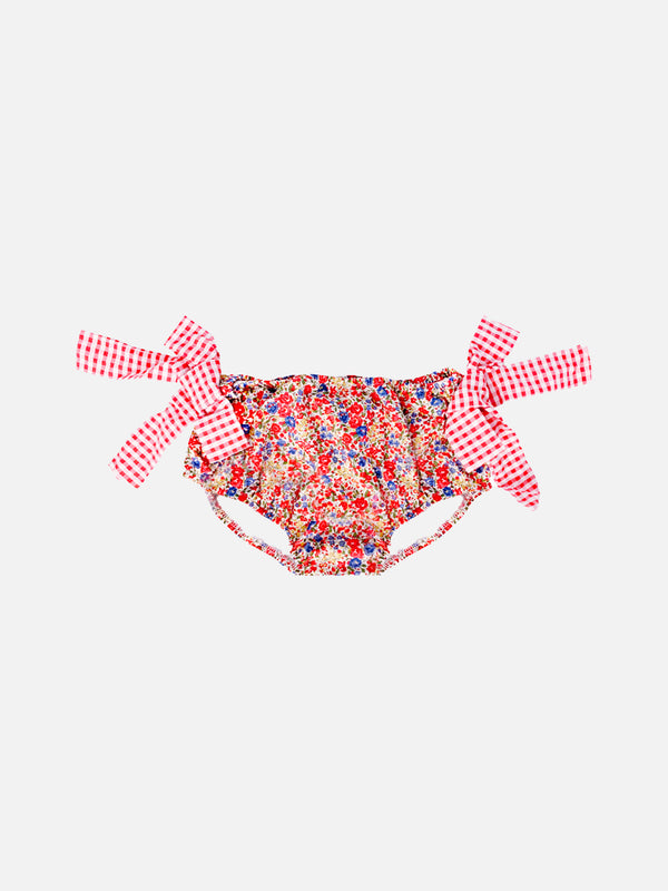 Slip da bagno da bambina stampa fiori con fiocchi | EDIZIONE SPECIALE LIBERTY