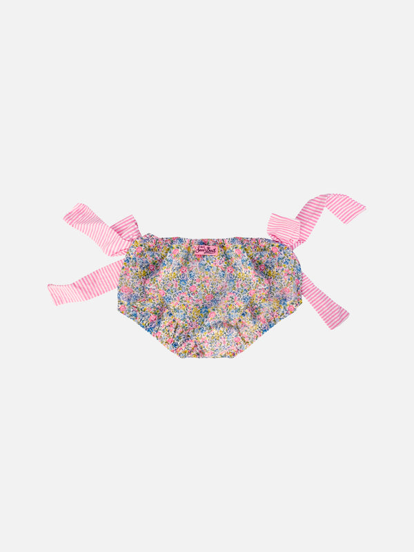 Slip da bagno da bambina con stampa fiori Liberty e fiocchi | EDIZIONE SPECIALE LIBERTY