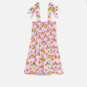 Mädchenkleid mit Einhorn-Katzen-Print