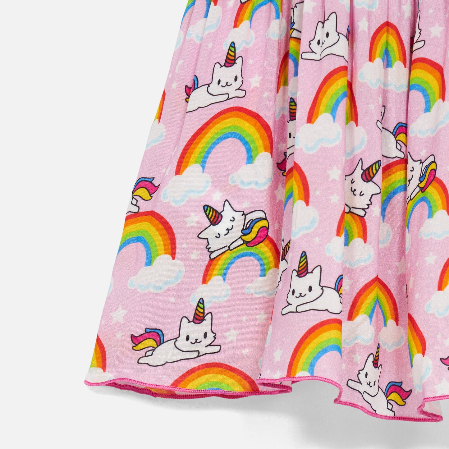 Mädchenkleid mit Einhorn-Katzen-Print