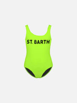 St. Barth print yellow fluo girl's one piece swimsuit