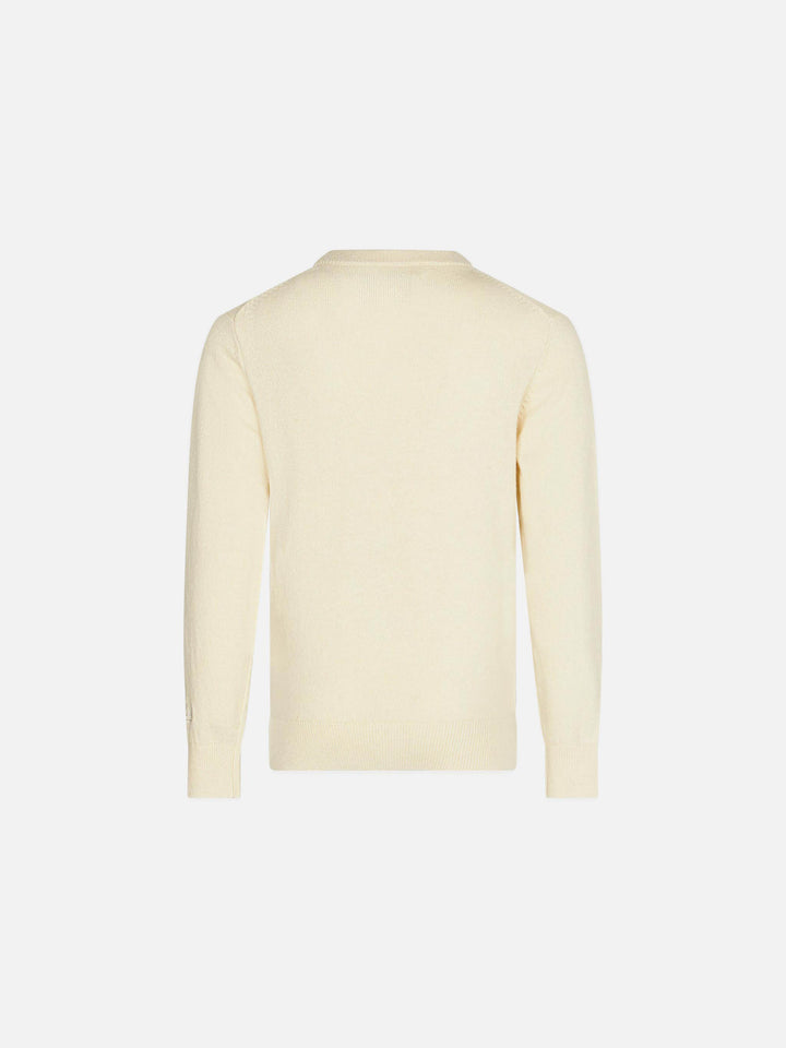Weißer Pullover für Jungen mit St. Moritz-Jacquard